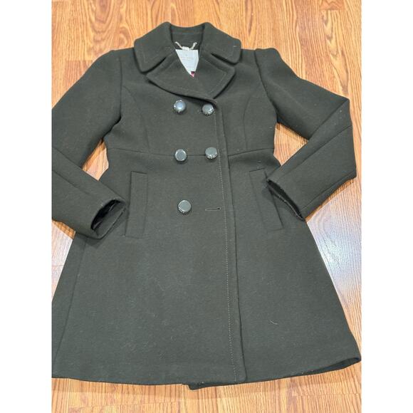 Kate Spade New York green wool twill double-breasted coat size Xs - Picture 10 of 11